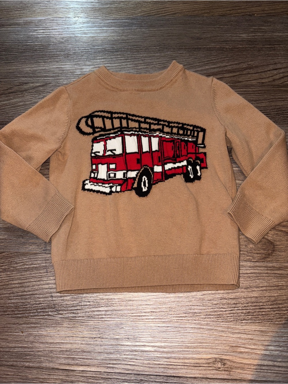 Baby Gap, Kids Tan Fire Truck Sweater